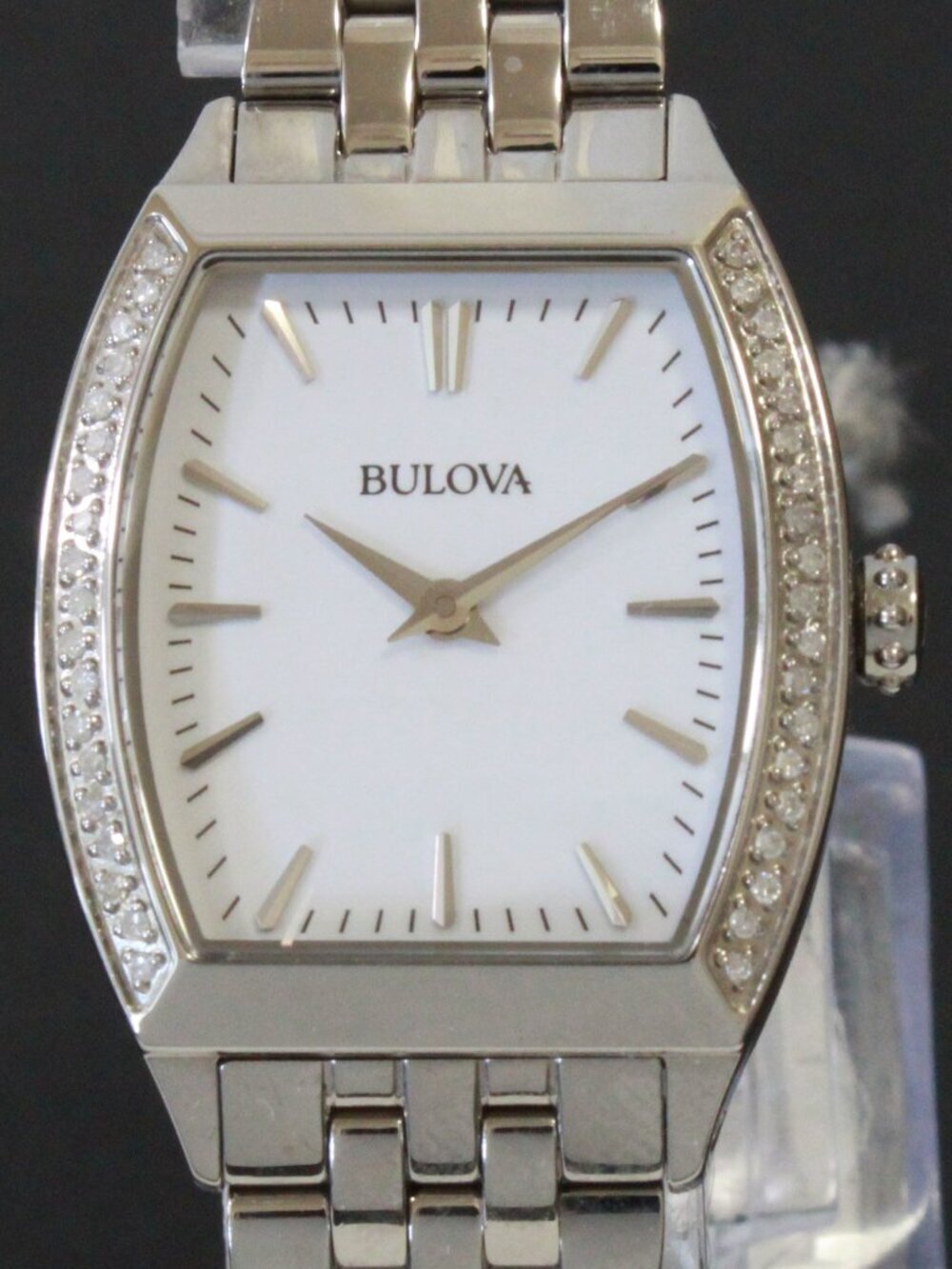 Bulova Ladies Diamond Accent Quartz Watch Diamond Embedded Bezel 26mm - Picture 9 of 13